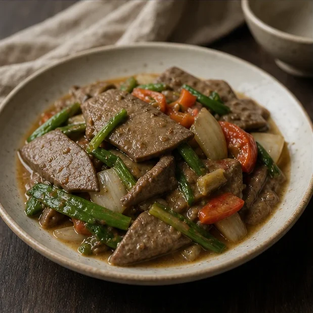 Gan heo (chao/xào dưa/cà/hành răm)