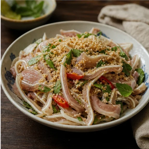 Gỏi tai heo xúc phồng tôm