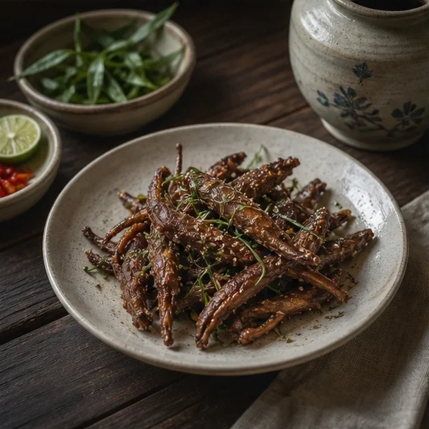 Món Lưỡi vịt rang muối - Ếch Hà Thành